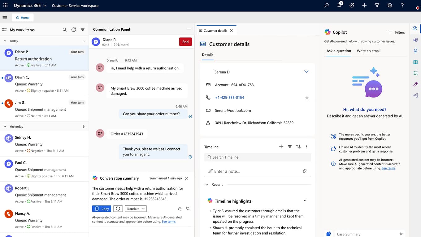 Business Central live dashboard preview
